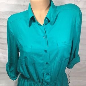 BCX Dress Button Up Collared Casual Large New